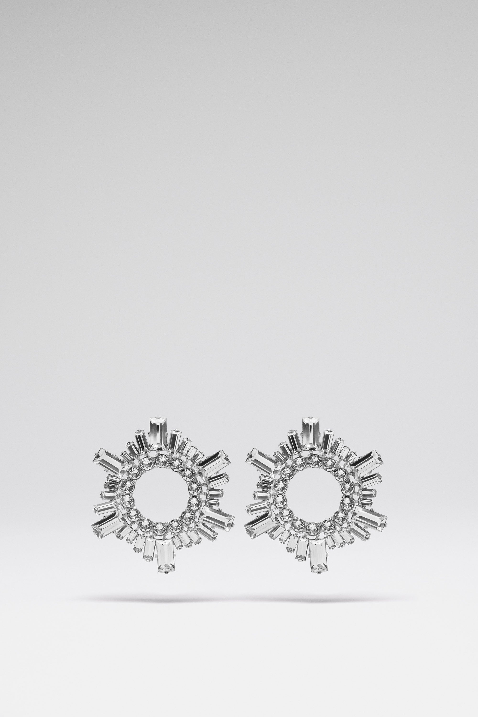 Mini Begum Earrings White Crystals With Silver Base
