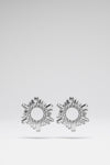 Mini Begum Earrings White Crystals With Silver Base