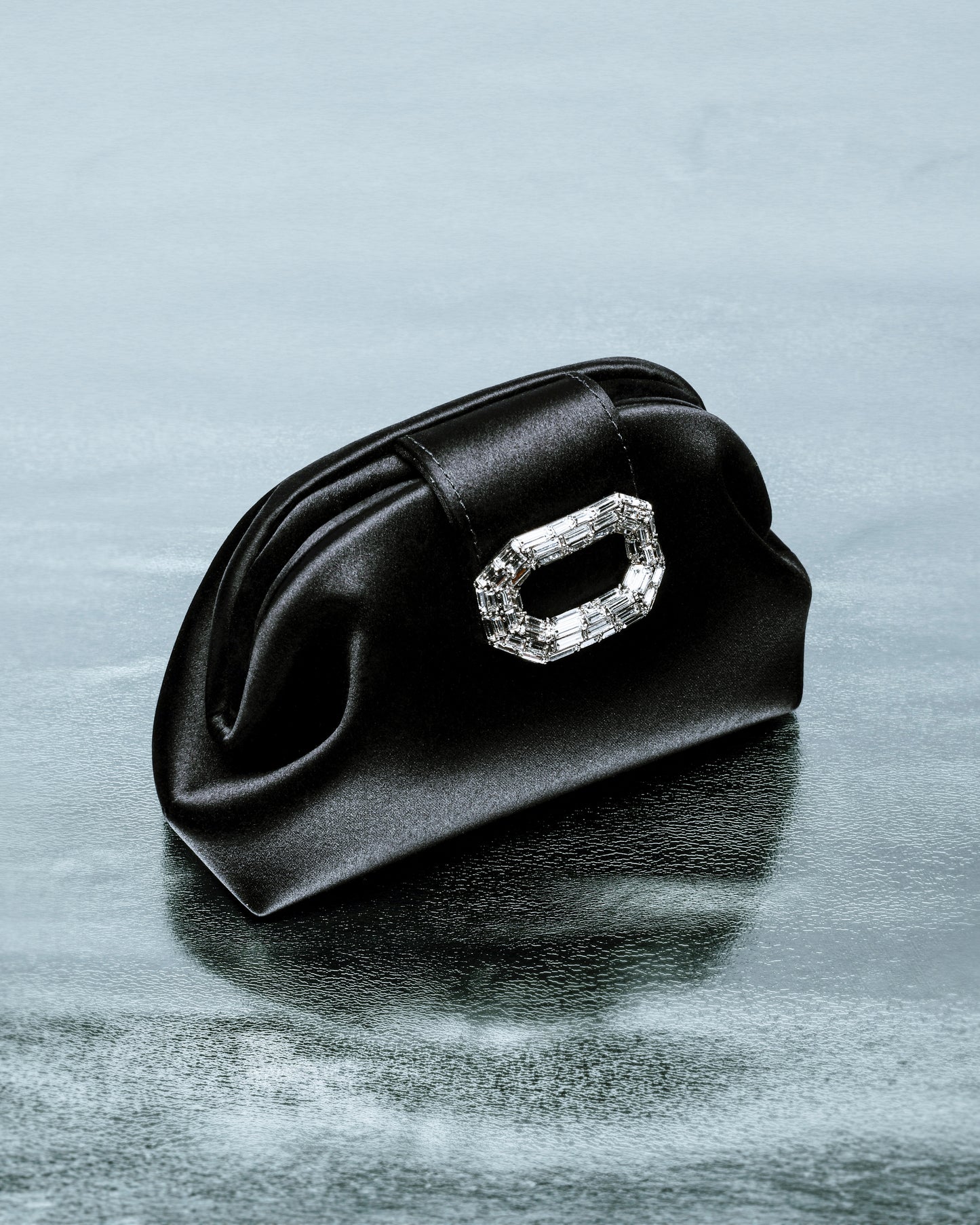 Camelia Micro Clutch Black Satin