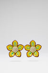 Vittoria Earring Green/Yellow Enamel Flower