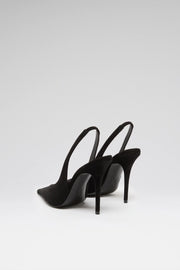 Anok 105 luxury black suede slingbacks for women