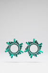 Begum Earrings Emerald Green Crystals With Silver Base