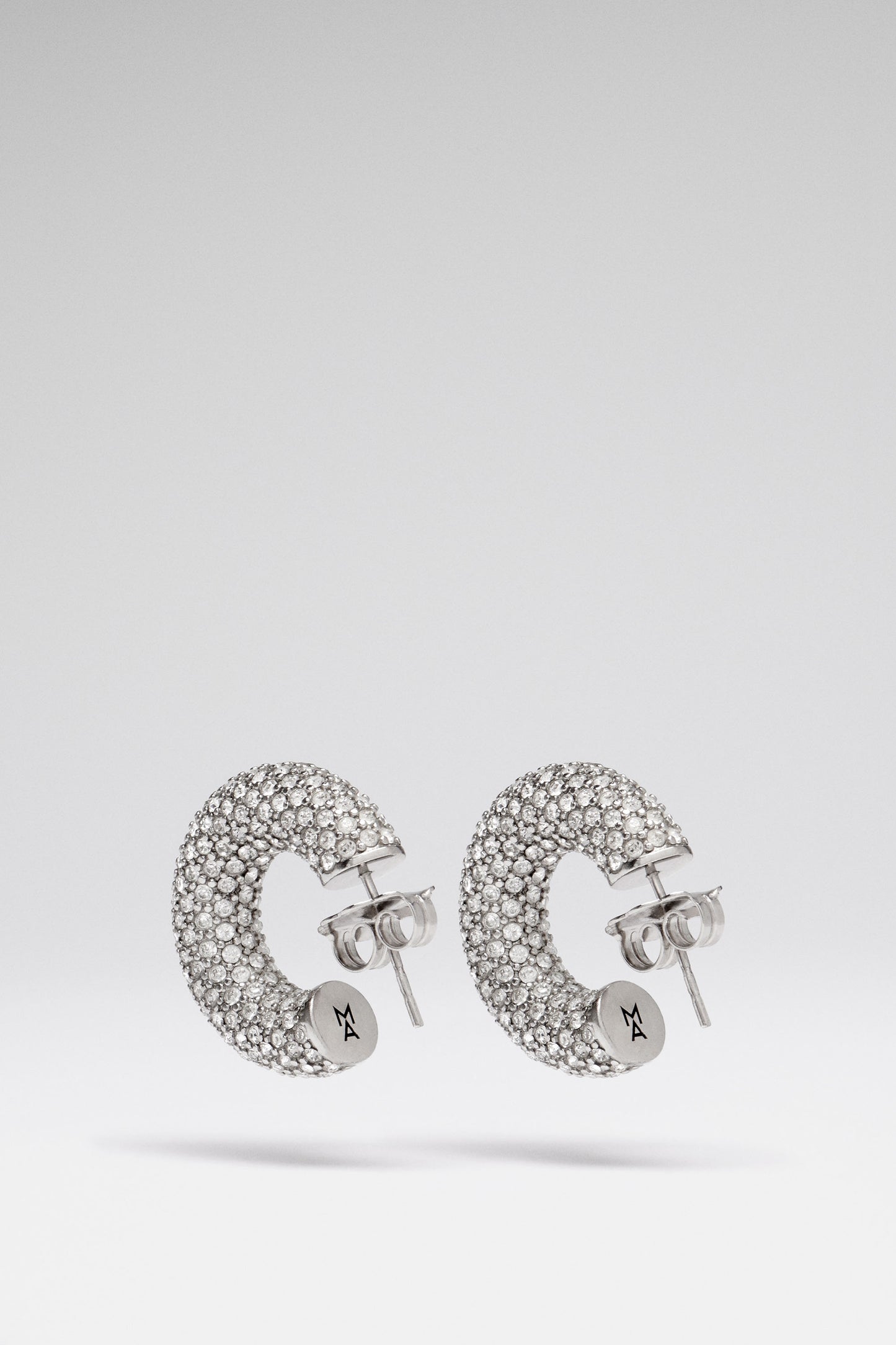 Cameron Hoop Mini White Crystals With Silver Base