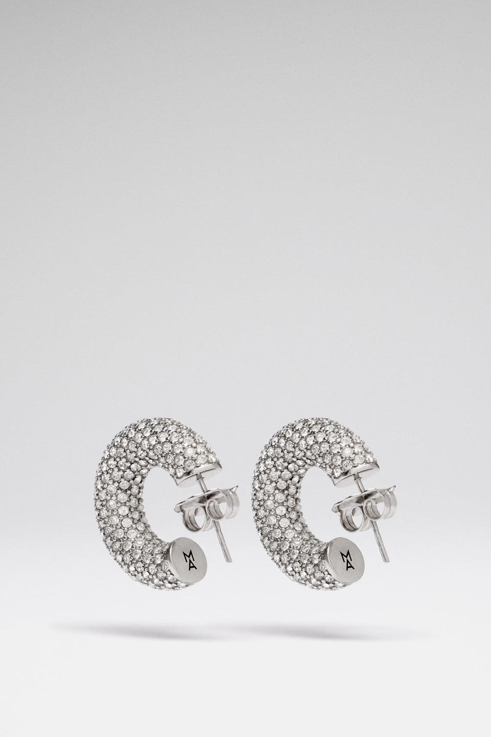 Cameron Hoop Mini White Crystals With Silver Base