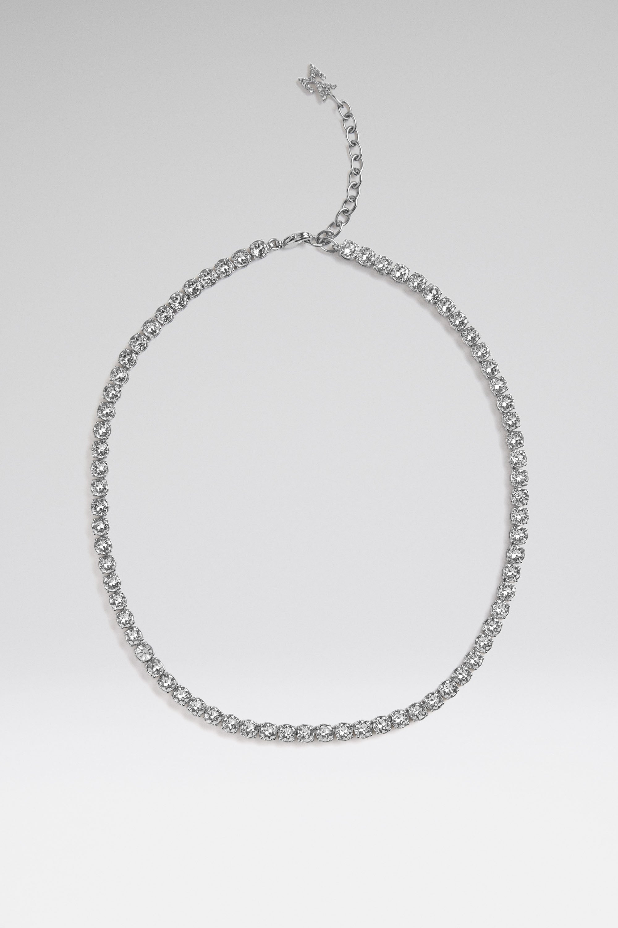 【AMINA MUADDI】silver-tone crystal ネックレス Tennis Necklace White Crystals With Silver Base