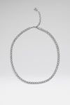 Tennis Necklace White Crystals With Silver Base