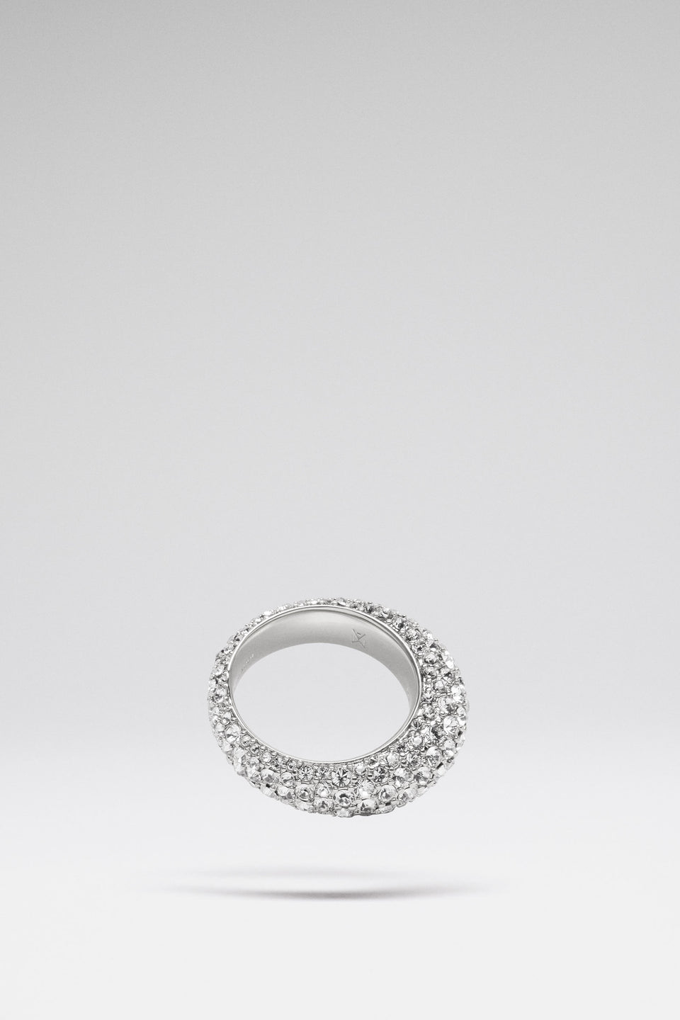 Cameron Ring White Crystals With Silver Base