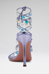 Tina Lace Up Sandal 95 Dusty Lilac Metallic Nappa And Crystal Pendants