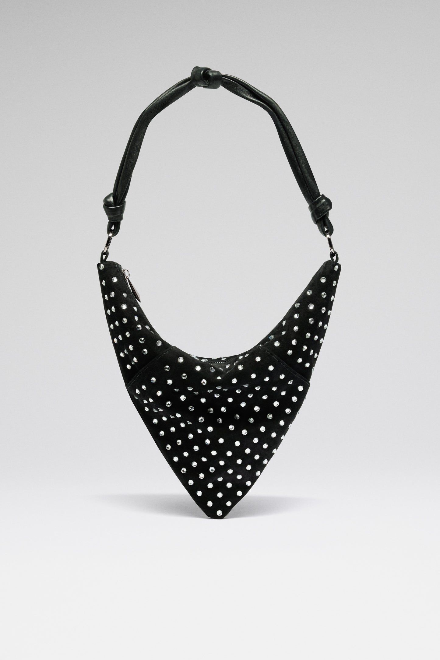Cameron Shoulder Bag Black Suede and White Crystals