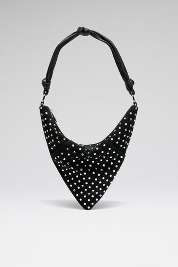 Cameron Shoulder Bag Black Suede and White Crystals