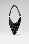 Cameron Shoulder Bag Black Suede and White Crystals