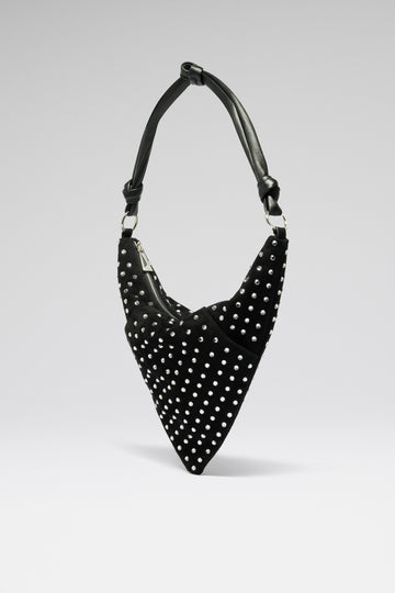 Cameron Shoulder Bag Black Suede and White Crystals