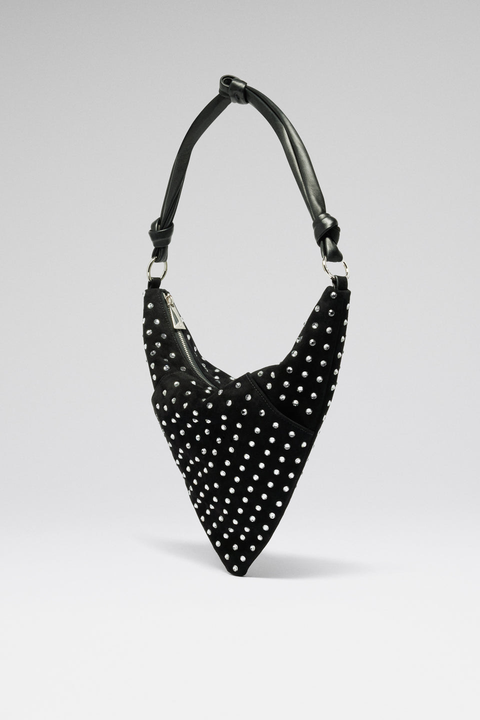 Cameron Shoulder Bag Black Suede and White Crystals