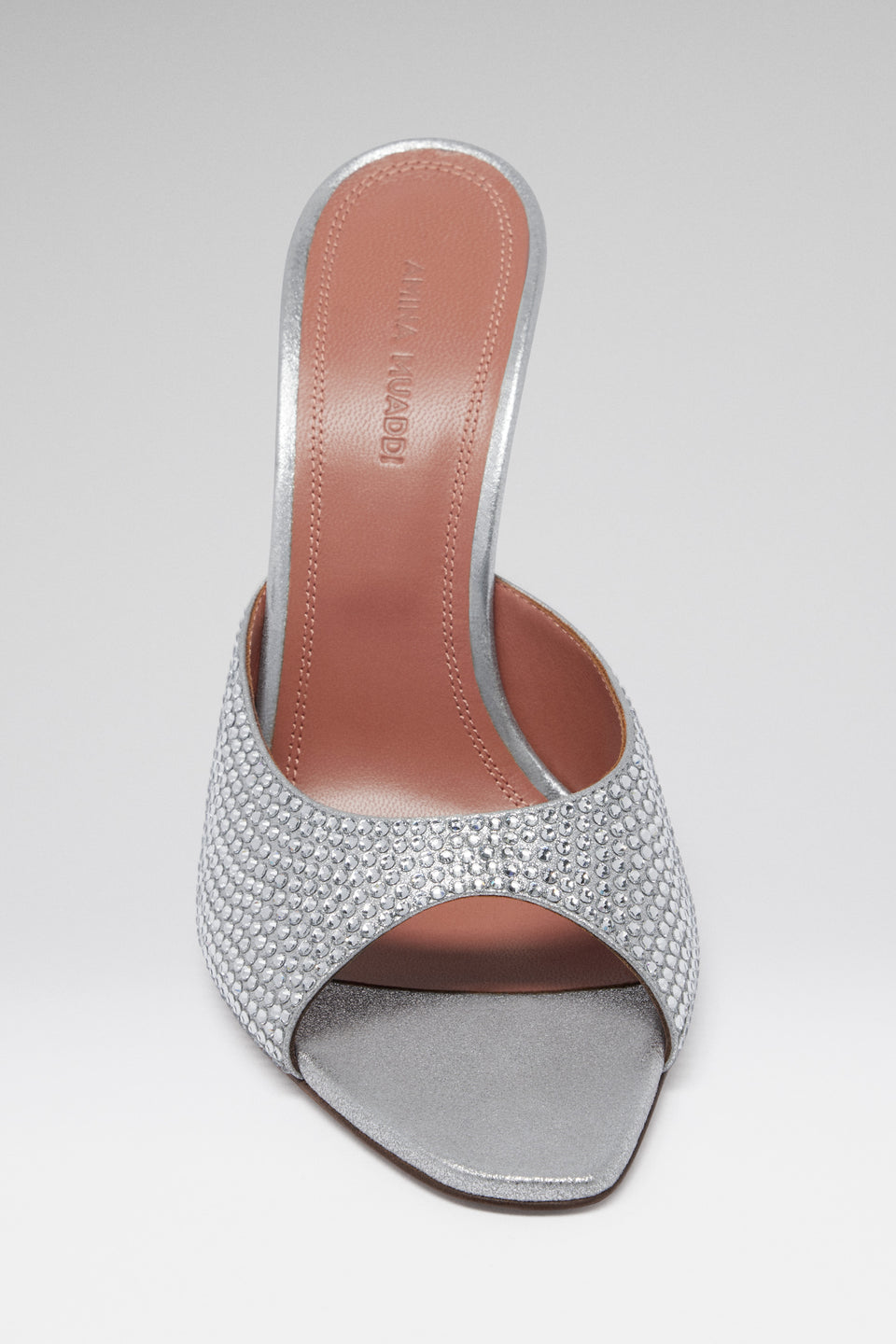Alexa Crystal Slipper 105 Silver Suede With White Crystals