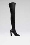 Marine Stretch Thigh High Boot Black Stretch Nappa
