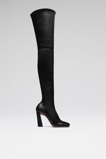 Marine Stretch Thigh High Boot Black Stretch Nappa