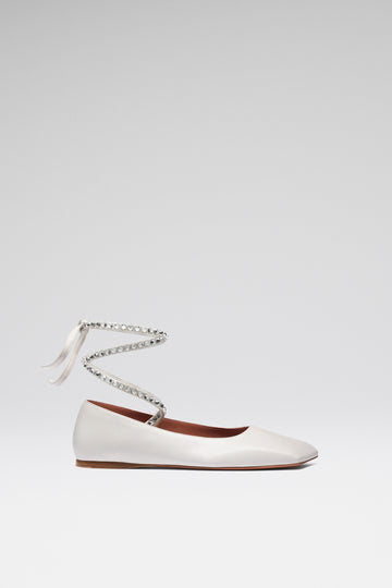Ane Lace Up Flat White Nappa