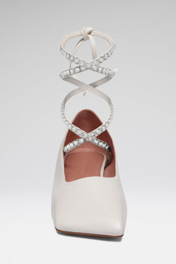 Ane Lace Up Flat White Nappa