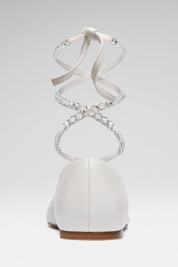 Ane Lace Up Flat White Nappa