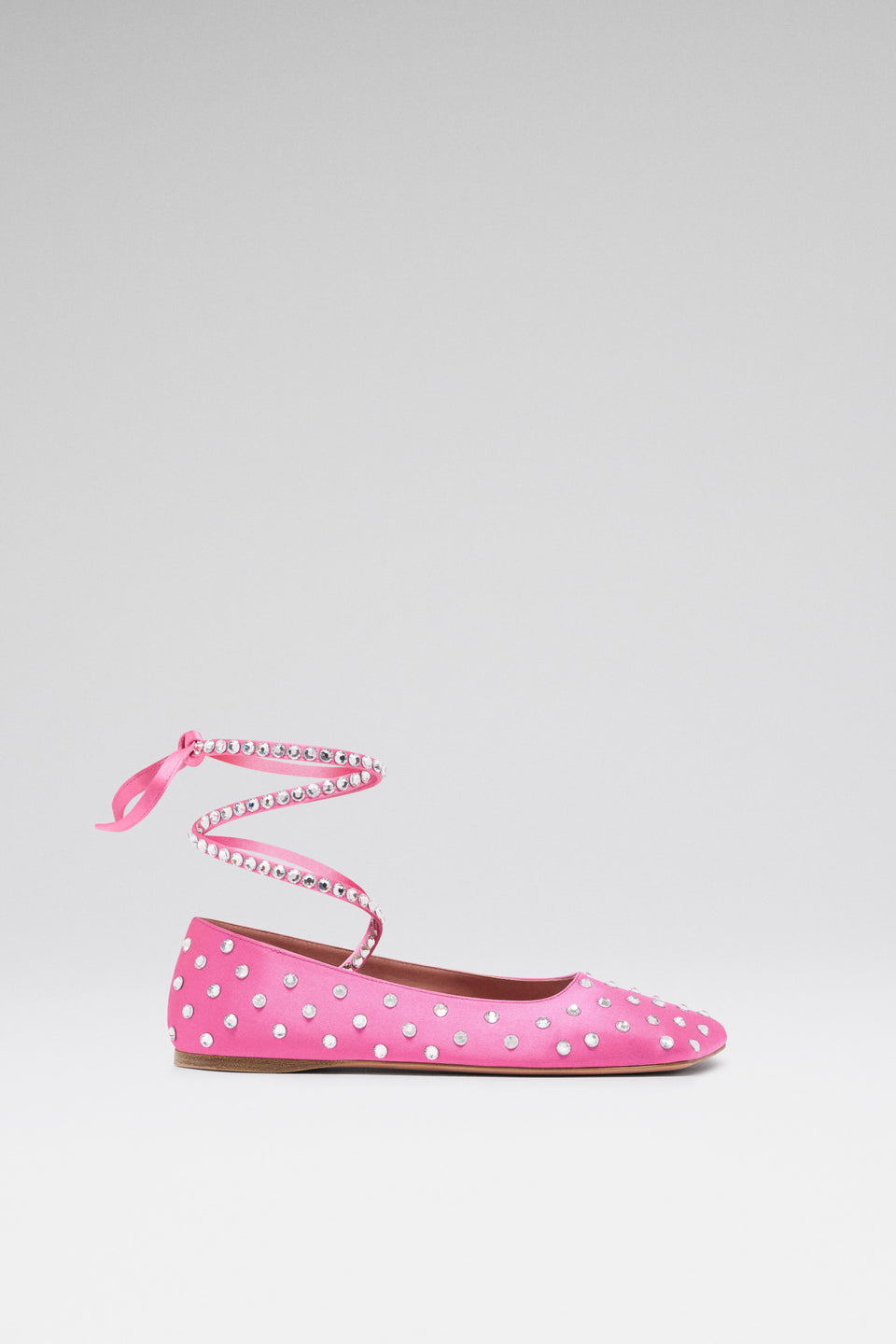 Ane Crystal Lace Up Flat Marshmallow Satin
