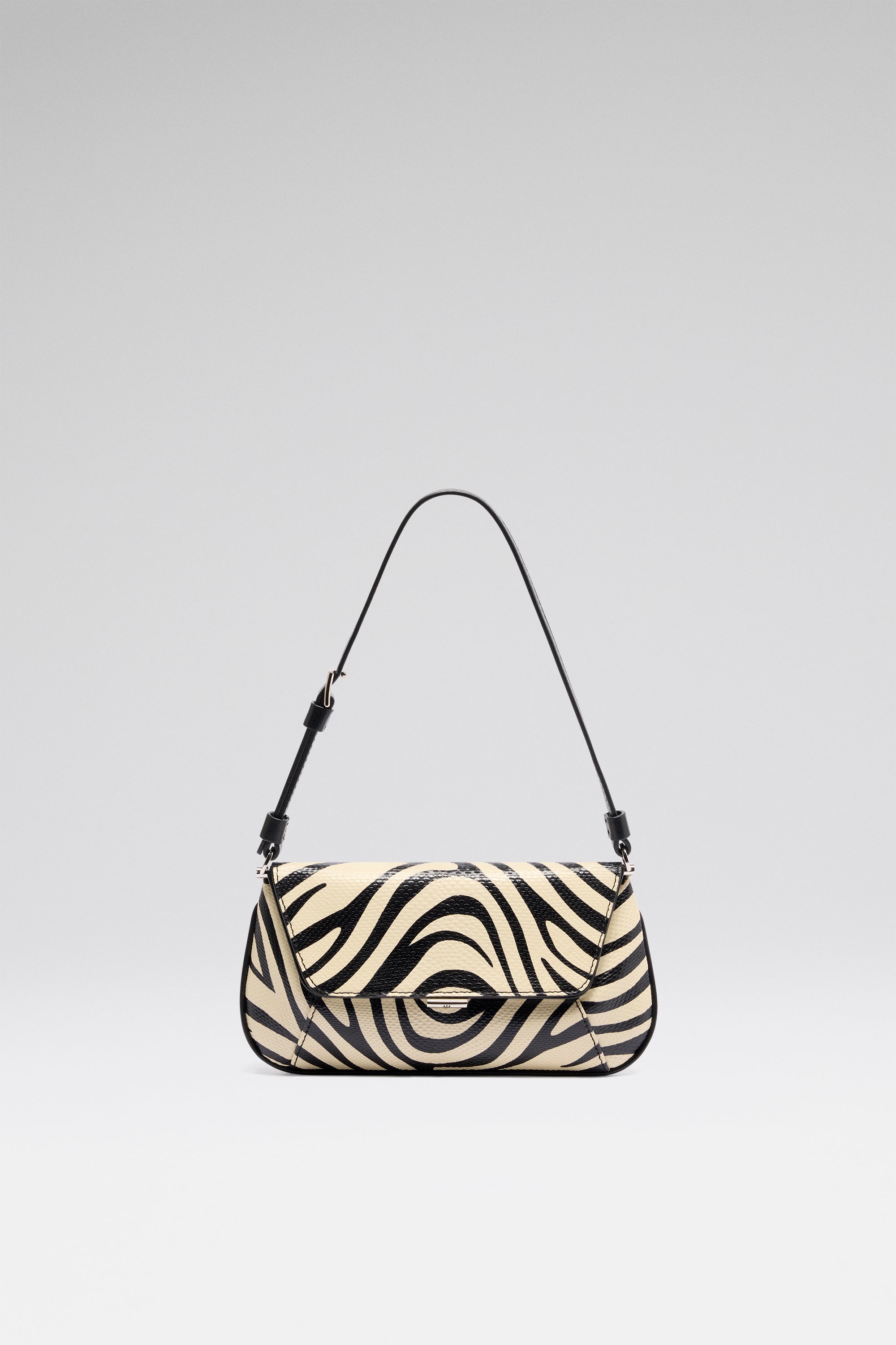 Ami Mini Shoulder Bag Zebra Snake And Silver Hardware