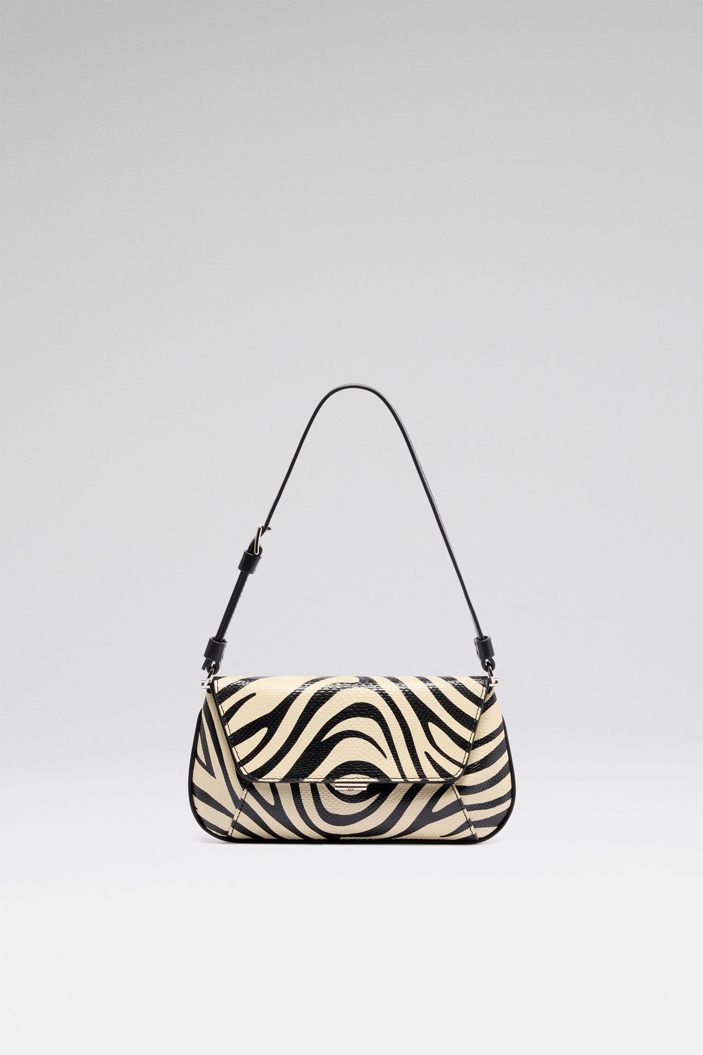 Ami Mini Shoulder Bag Zebra Snake And Silver Hardware