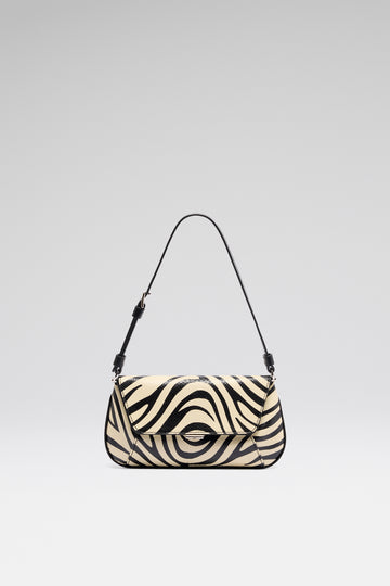 Ami Mini Shoulder Bag Zebra Snake And Silver Hardware