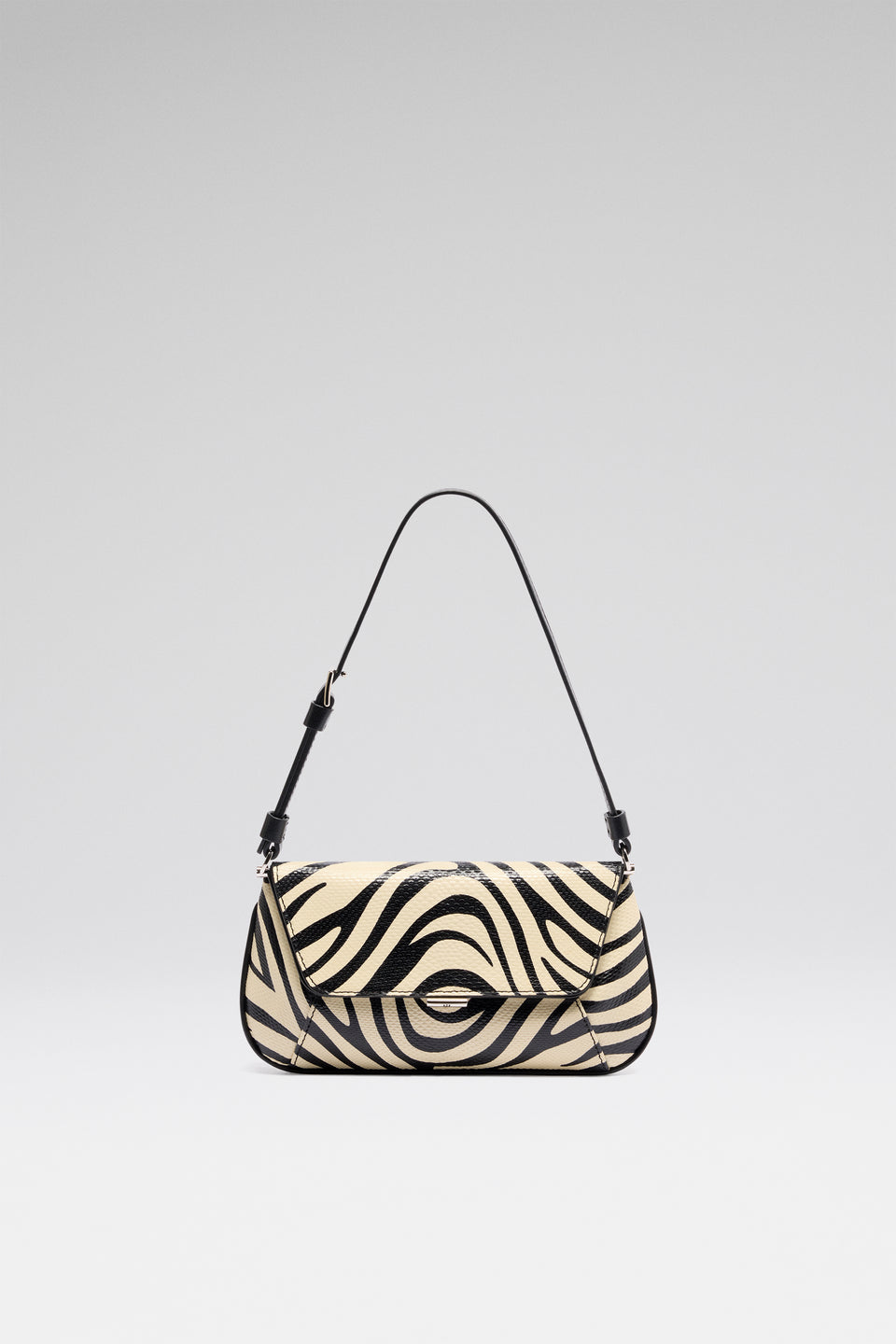 Ami Mini Shoulder Bag Zebra Snake And Silver Hardware