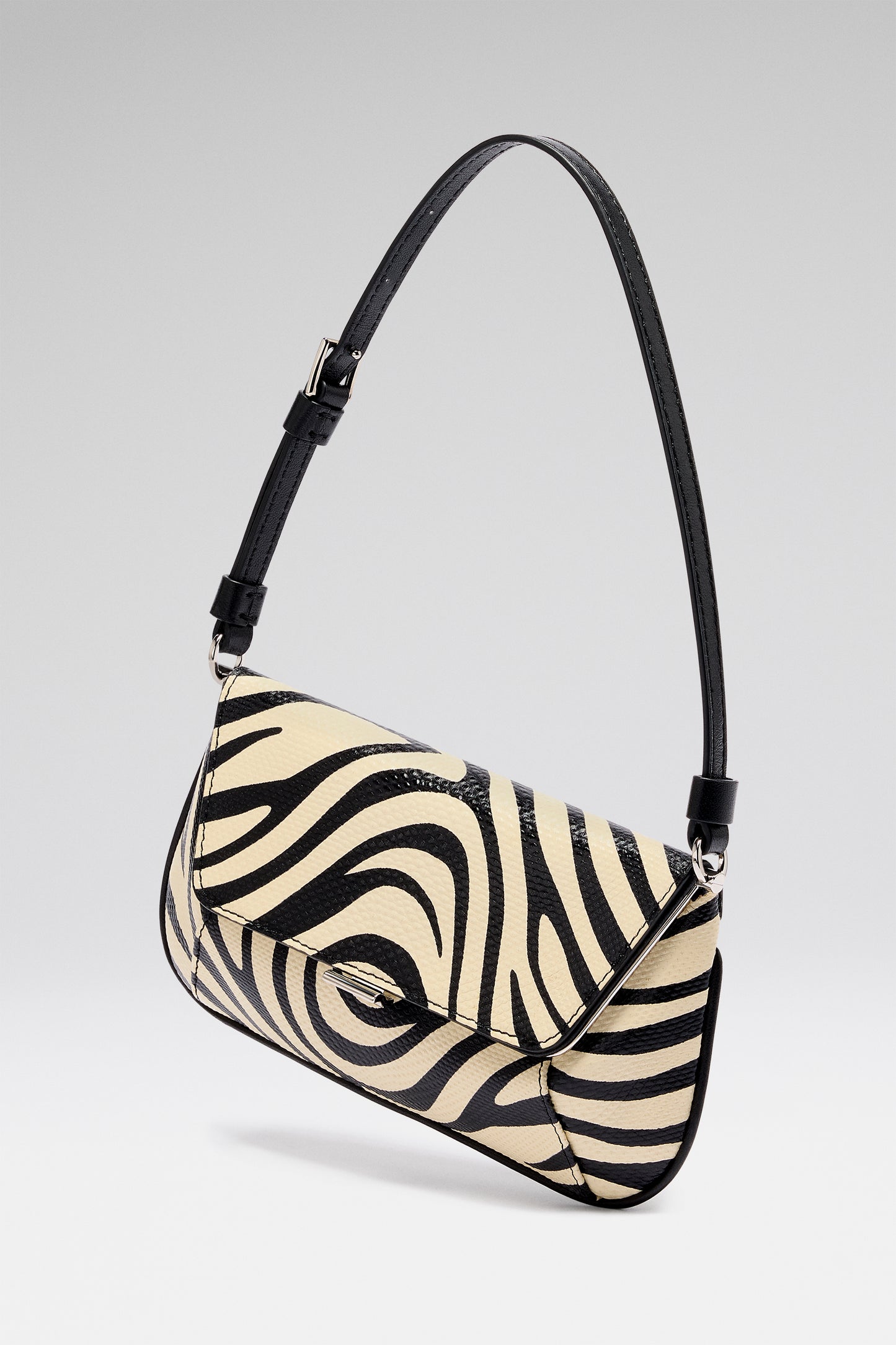 Ami Mini Shoulder Bag Zebra Snake And Silver Hardware