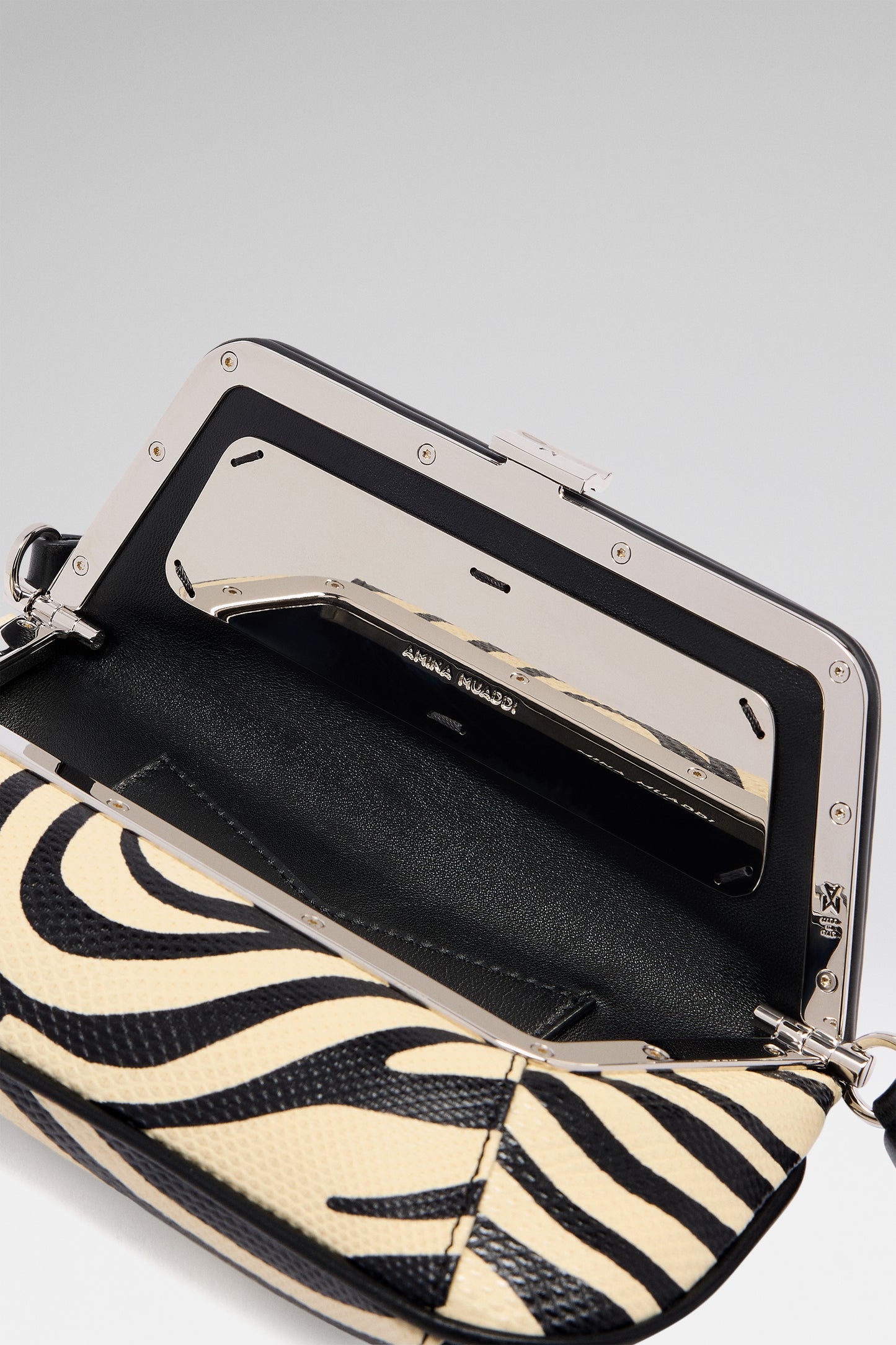 Ami Mini Shoulder Bag Zebra Snake And Silver Hardware