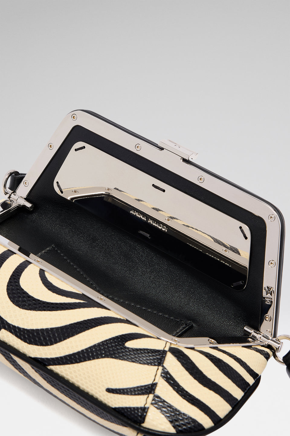 Ami Mini Shoulder Bag Zebra Snake And Silver Hardware