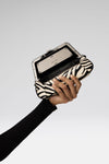 Ami Mini Shoulder Bag Zebra Snake And Silver Hardware