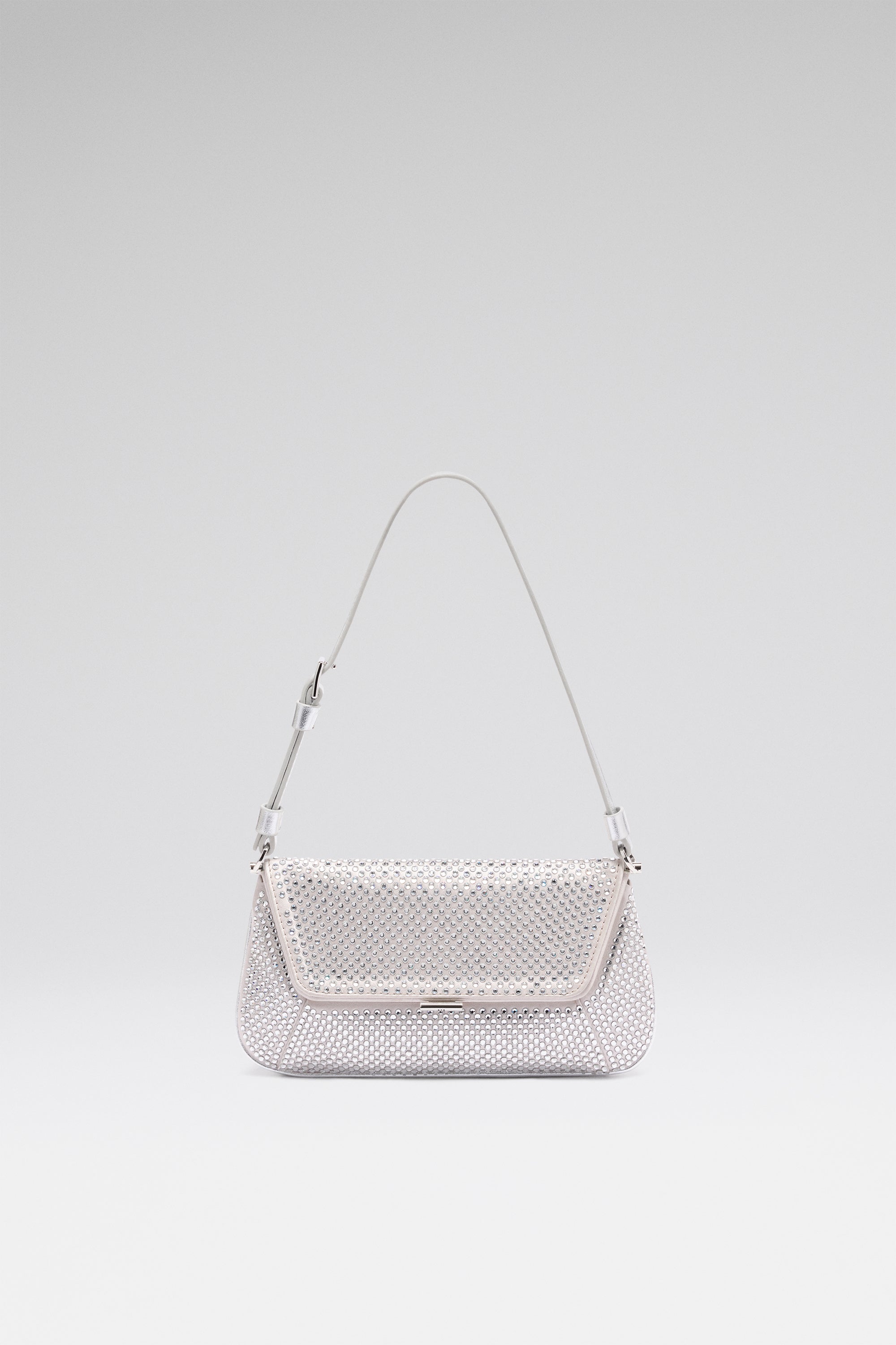 人気ブラドン Mini Ami Crystal Crystals White And Satin Silver Bag Shoulder 小物