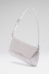 Ami Mini Crystal Shoulder Bag Silver Satin And White Crystals