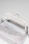 Ami Mini Crystal Shoulder Bag Silver Satin And White Crystals