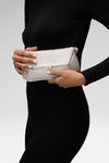 Ami Mini Crystal Shoulder Bag Silver Satin And White Crystals
