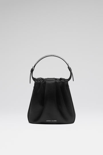 Vittoria Crystal Bag Black Satin And White Crystals