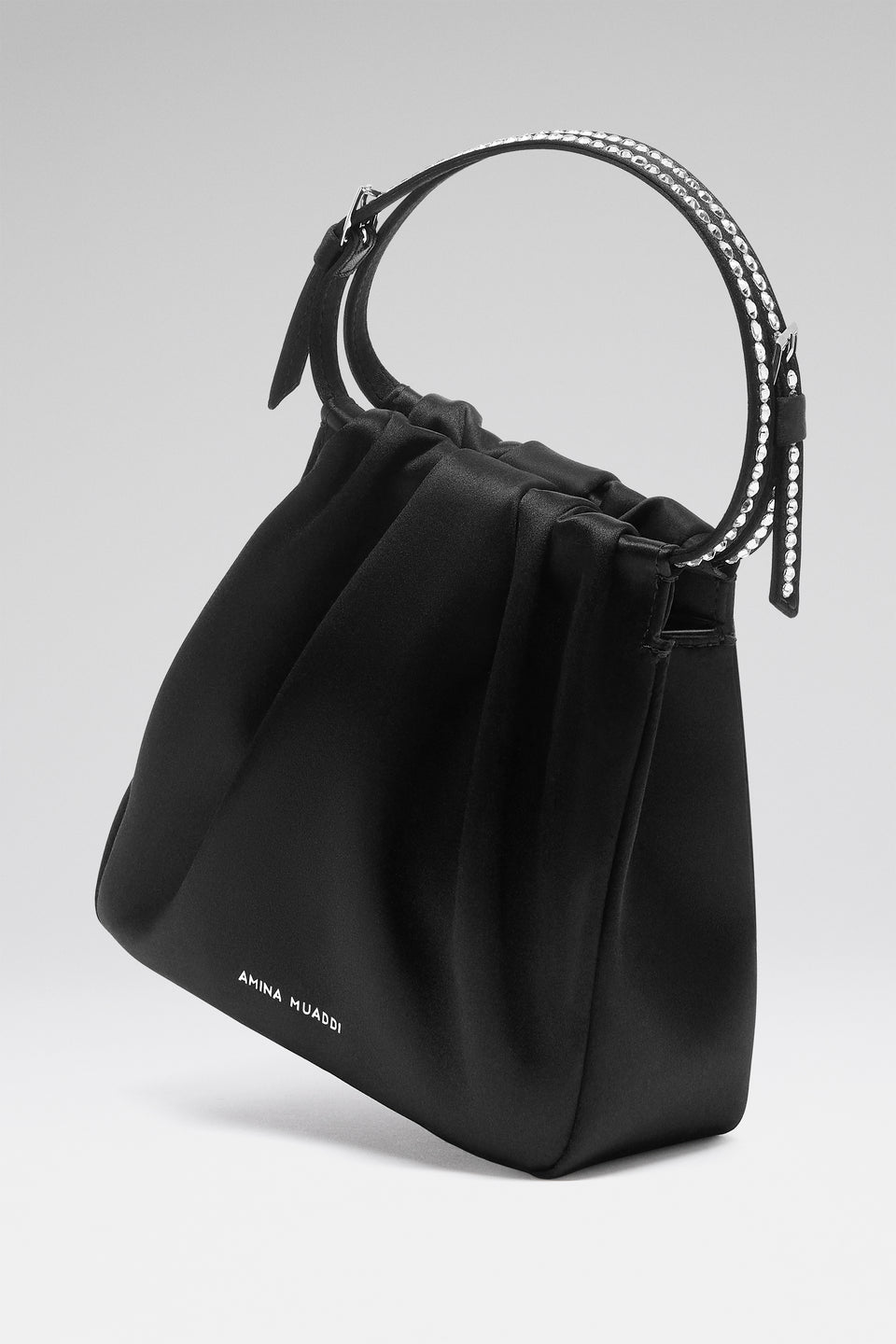Vittoria Crystal Bag Black Satin And White Crystals