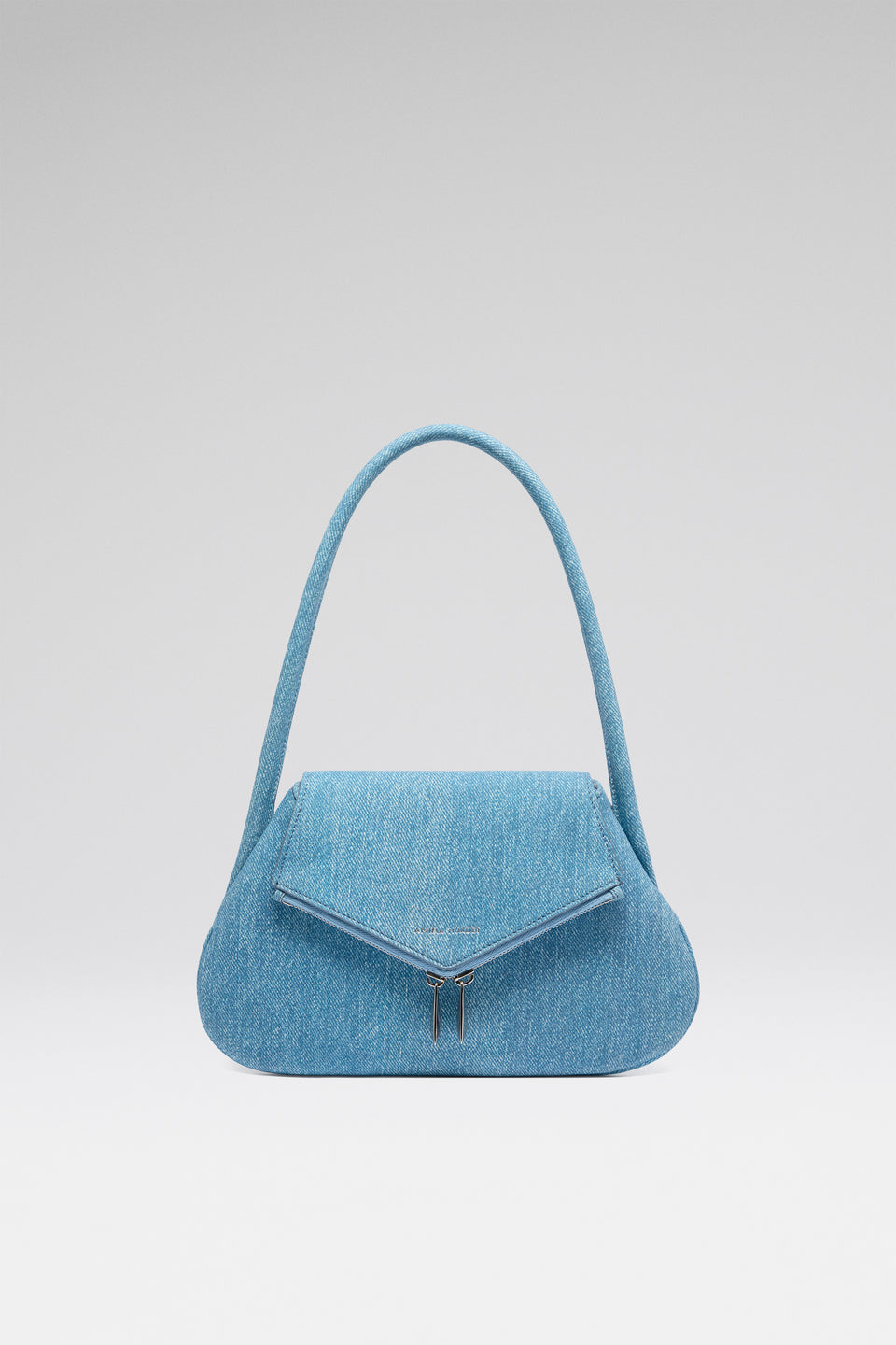 Gemini Flat Shoulder Bag Suede Printed Denim And Silver Hardware