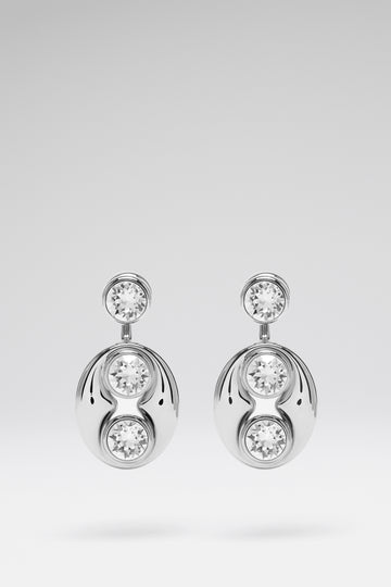Iris Earring White Crystals And Silver Base