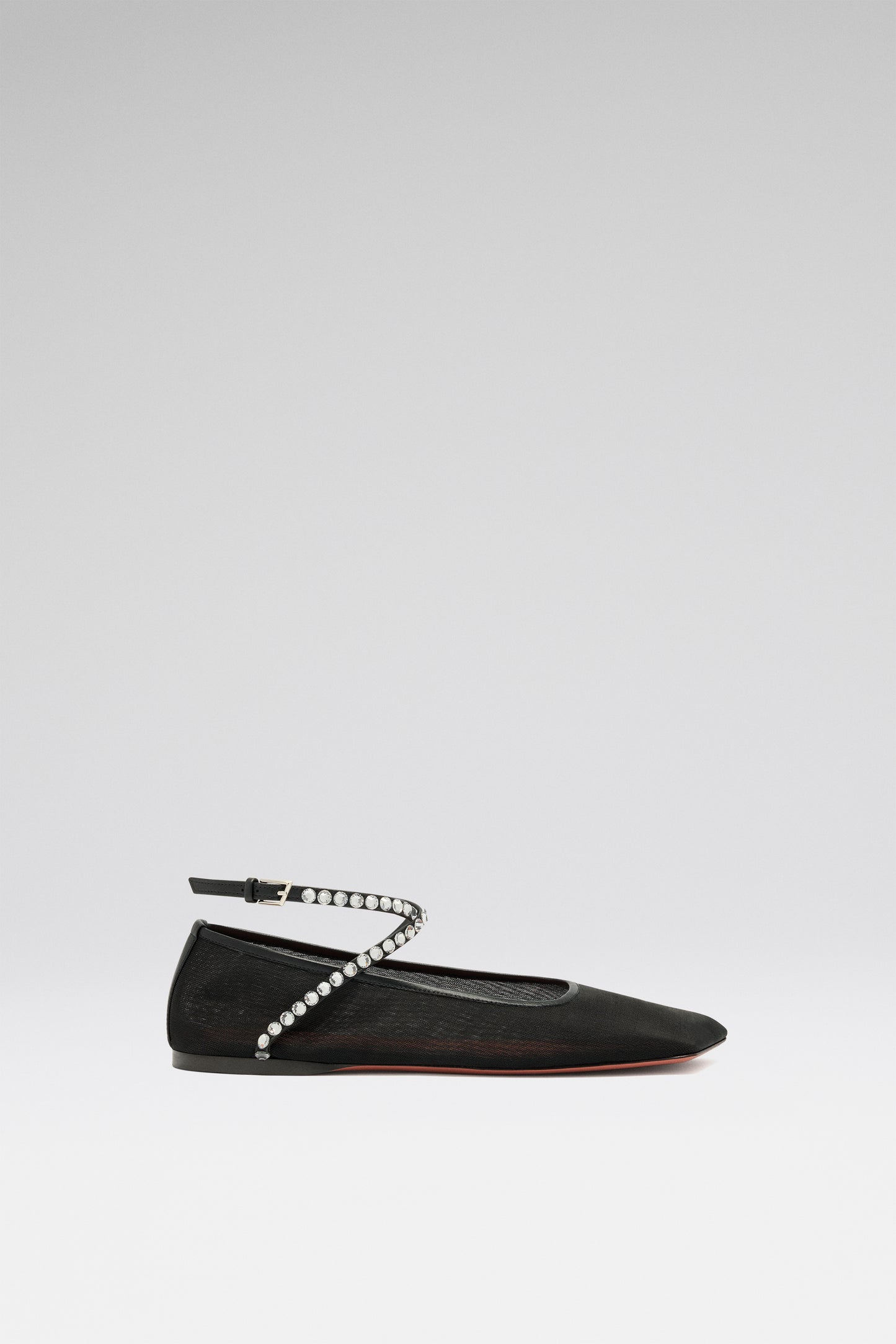 Ane Mesh Crystal Flat Black Mesh And White Crystals