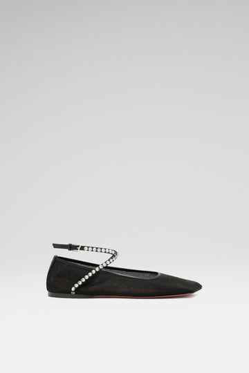 Ane Mesh Crystal Flat Black Mesh And White Crystals