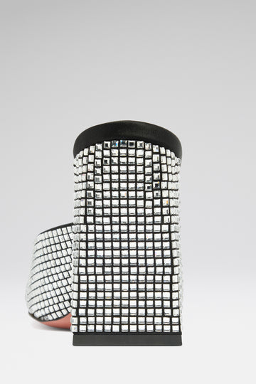 Charlotte Crystal Mule Black Satin And White Crystals