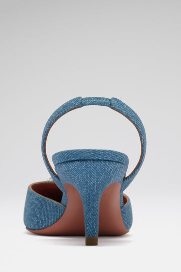 Camelia Sling 60 Suede Printed Denim