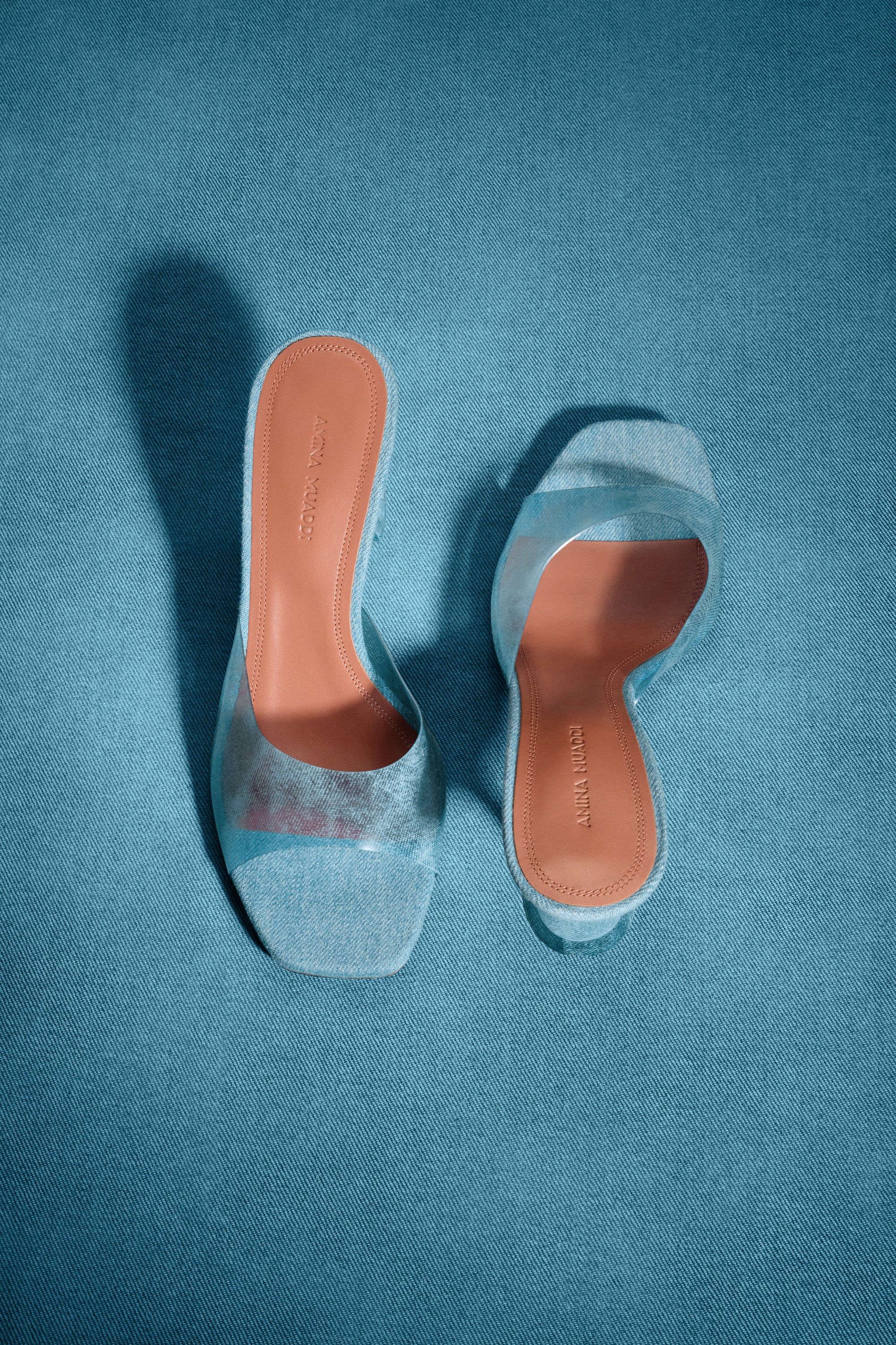 値下げ中！◆アミナ・ムアッディ◆ Lupita Glass Slipper Lupita Glass Slipper Printed Denim Pvc