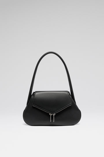 Gemini Flat Shoulder Bag Black Nappa And Silver Hardware