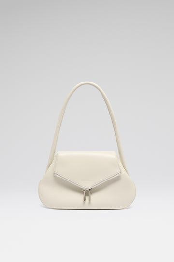Gemini Flat Shoulder Bag Almond Nappa And Silver Hardware