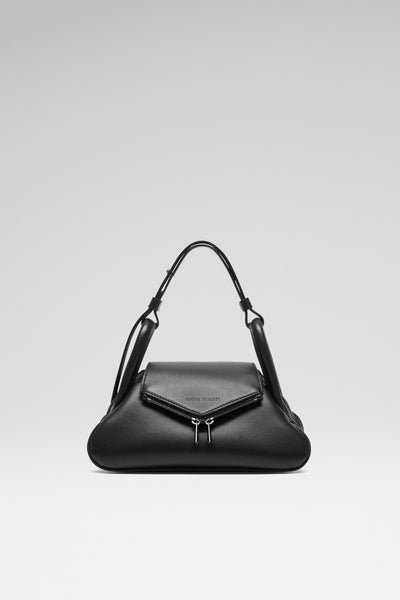 AMINA MUADDI GEMININAPPAALMONDSILVER 関税送料込 Gemini Flat Shoulder Bag Almond Nappa And Silver Hardware