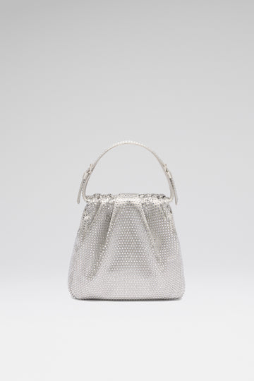 Vittoria Full Crystal Bag Silver Satin And White Crystals