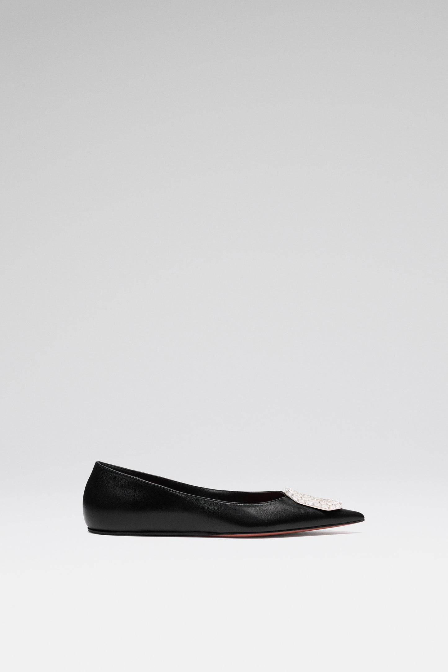 Camelia Flat Black Nappa And White Buckle